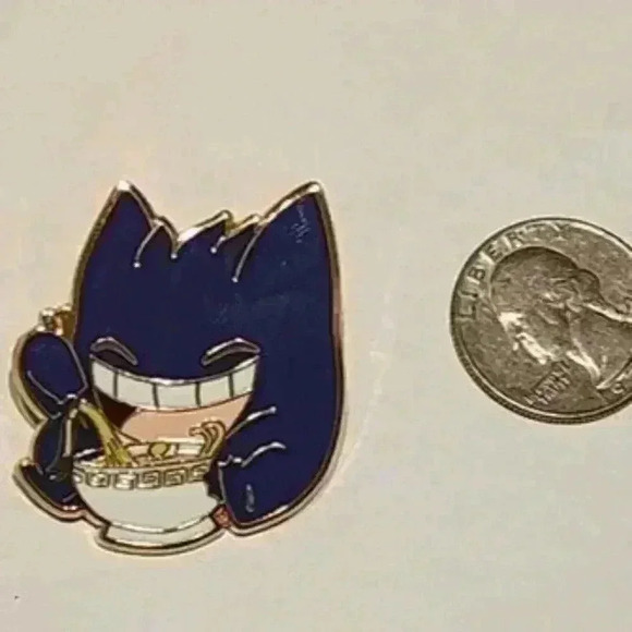 Quirky Kawaii Gengar Eating Ramen Enamel Pin - Fun Pokémon Noodle Lover's Acces - Picture 3 of 4